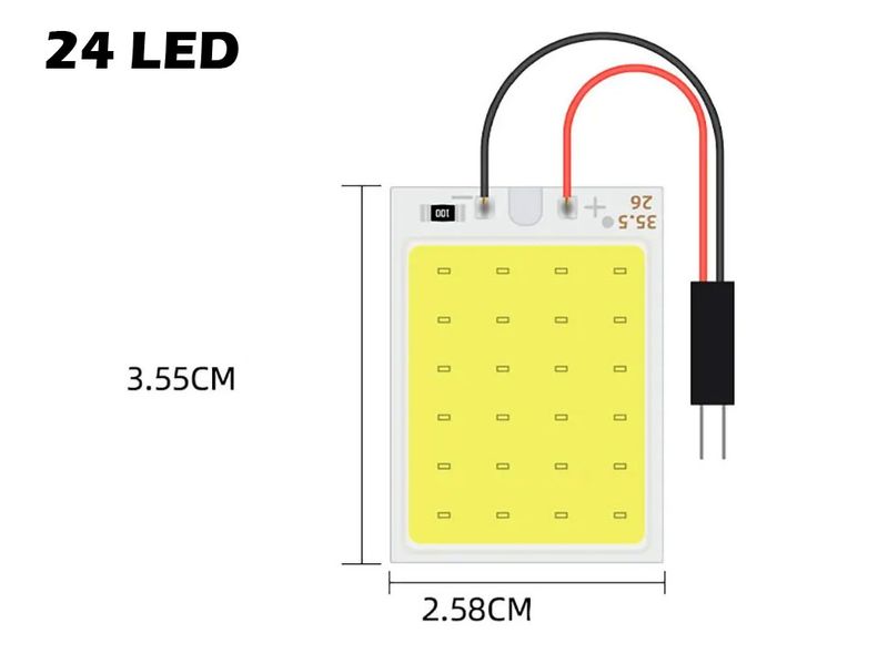 12V COB LED plate T10, BA9S og pinol 6000k