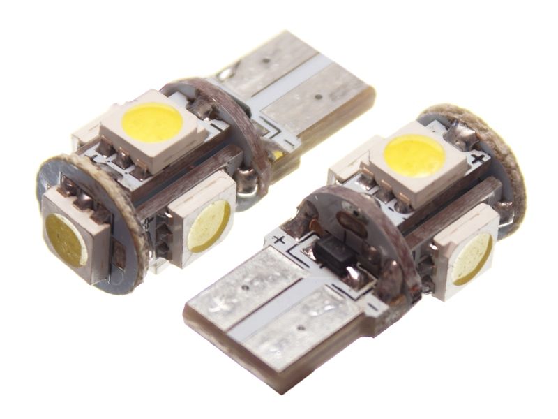 6-9V LED W5W pærer varmhvit 2 stk