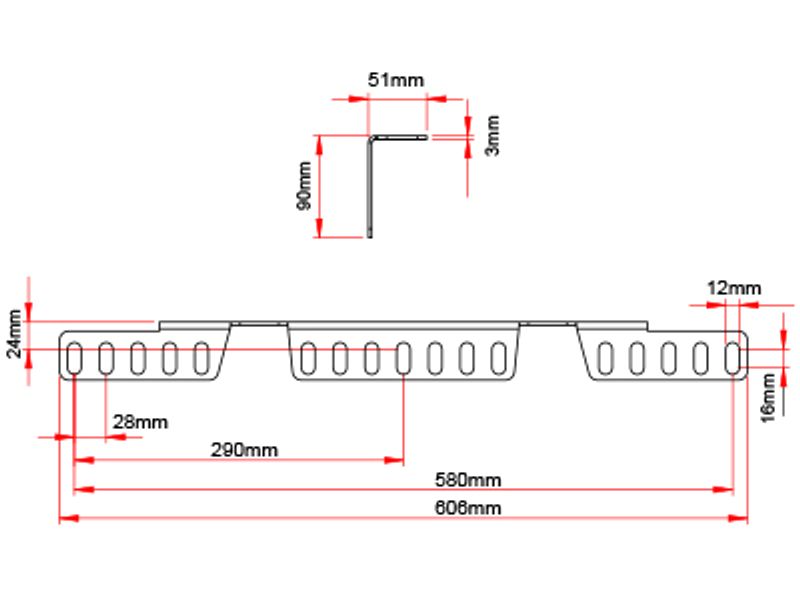 Skiltbrakett lang type 3mm sort