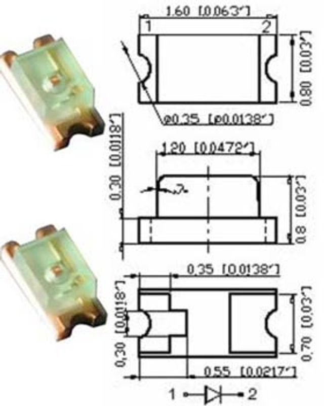 SMD LED, 0603, Blå